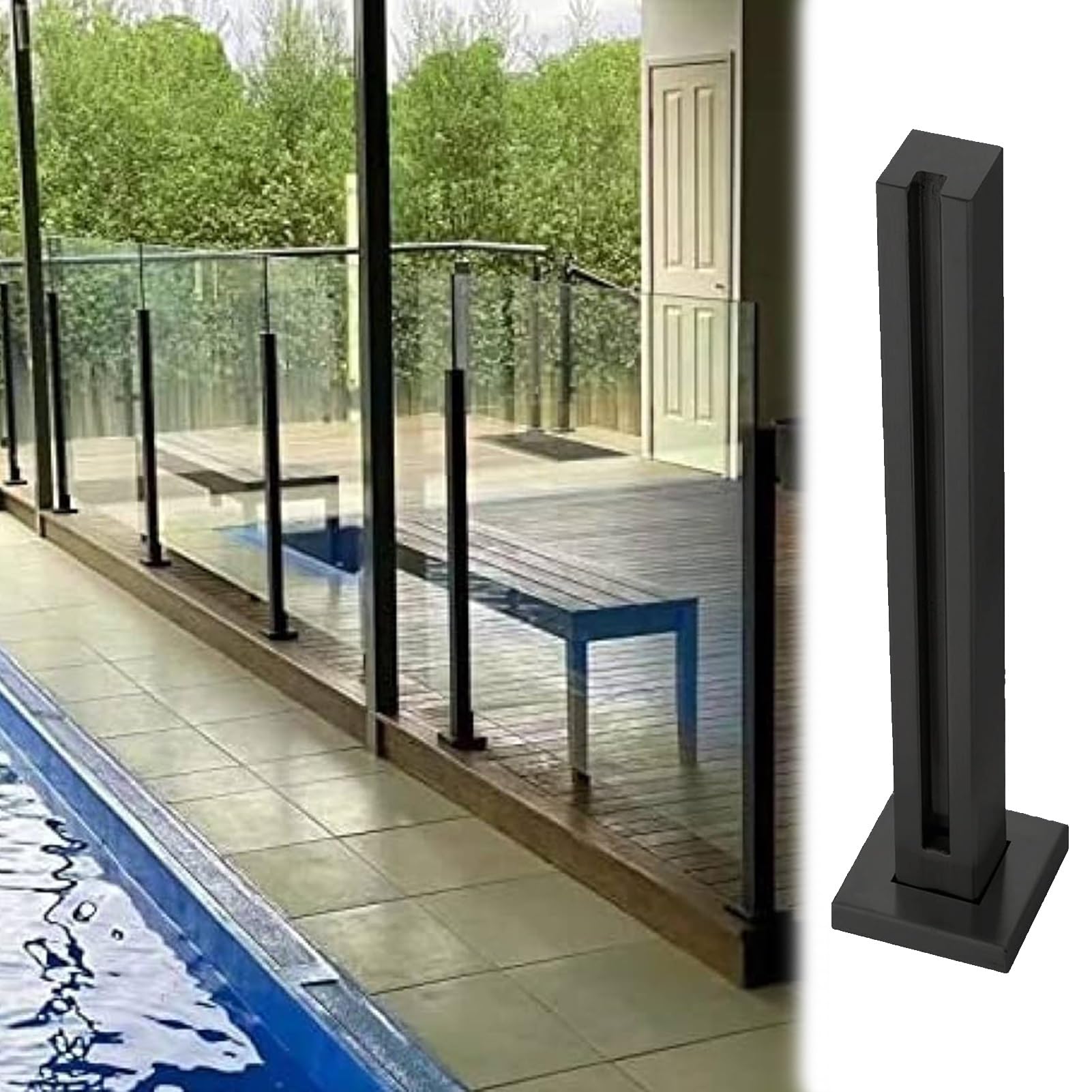 Poste de barandilla de vidrio impermeable para piscina y balcón