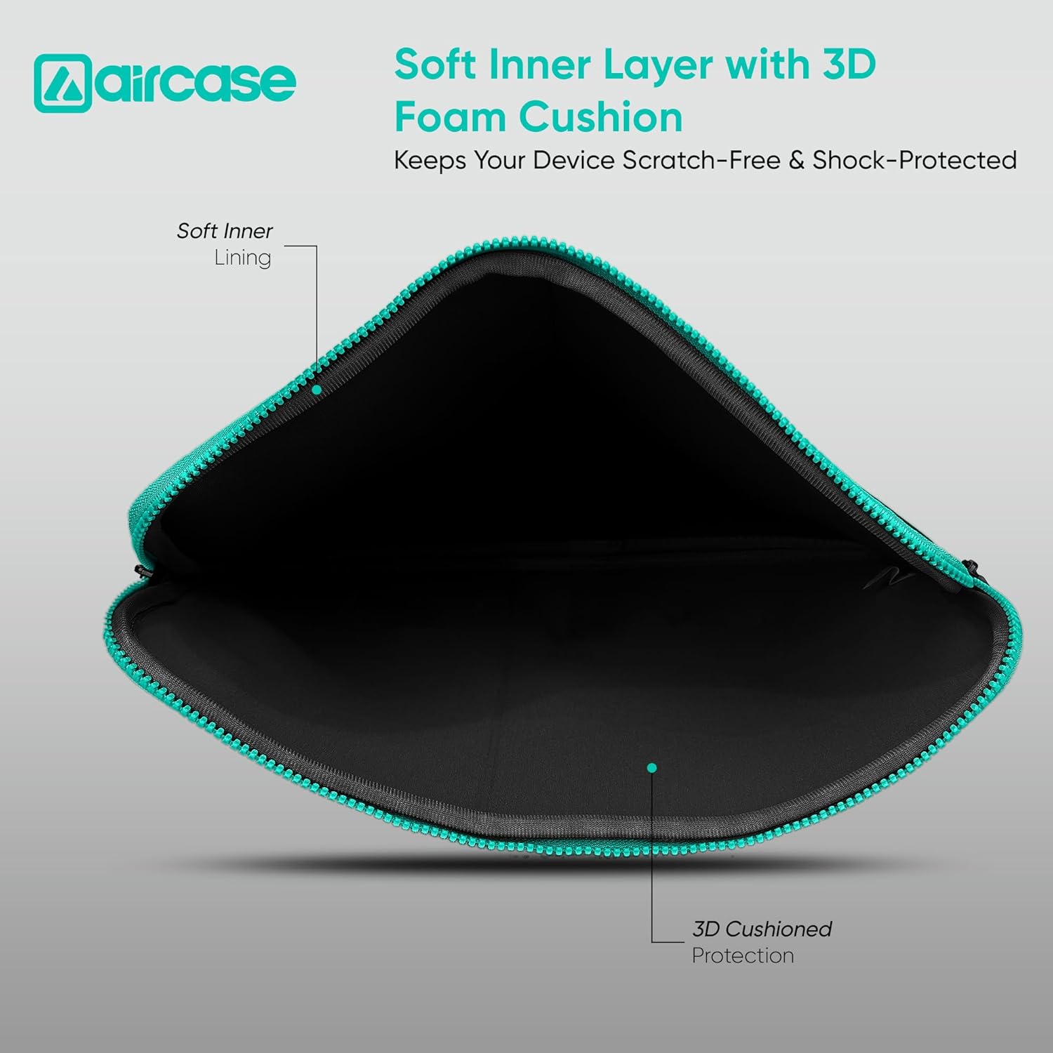 AirCase Neoprene Laptop Sleeve Case Cover for 13.3 Inch MacBook, Dell, HP, Lenovo, more| Water-Resistant, Shockproof Padding, Scratch-Proof| Slim Fit, Wrinkle Free, TSA Security Friendly (Black-Green) 16 7156CGwDcPL. SL1500