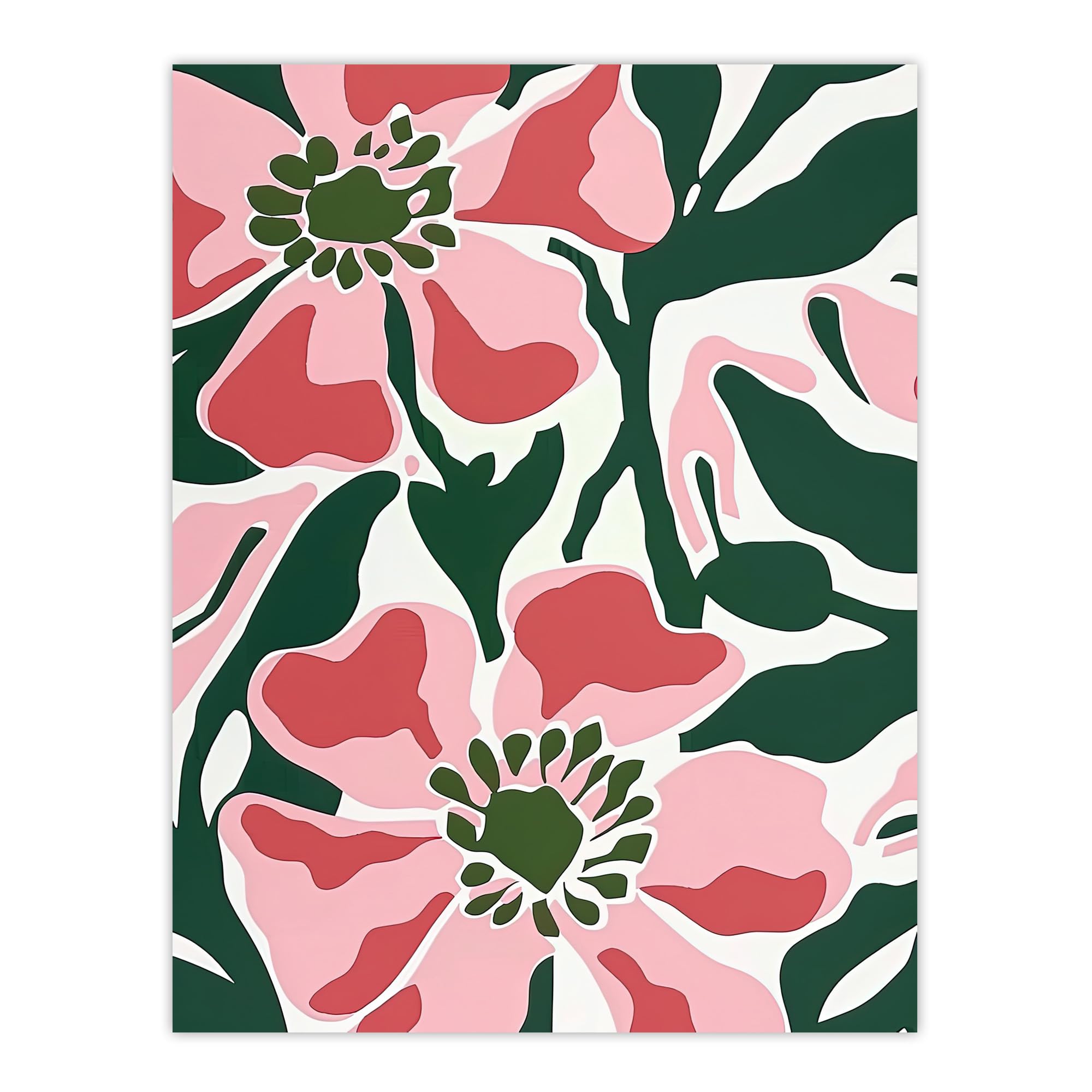 Artery8 Abstract Flower Blooms Painting Poster W18" x H24" Pink