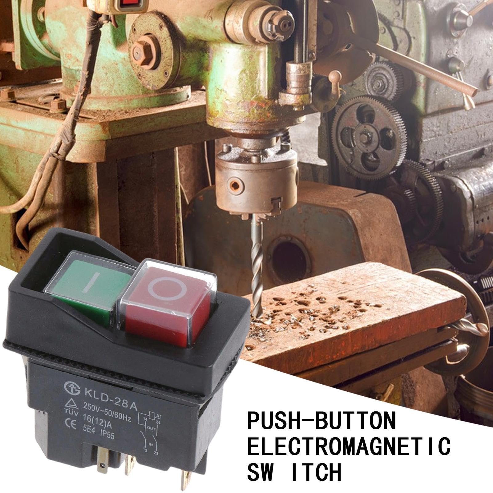 Bouton magnétique | 4 broches AC 250 V 16 A Dispositif électromagnétique - Bouton électromagnétique, pour perceuses industrielles Meuleuses machines de découpe grue scies de banc usage extérieur