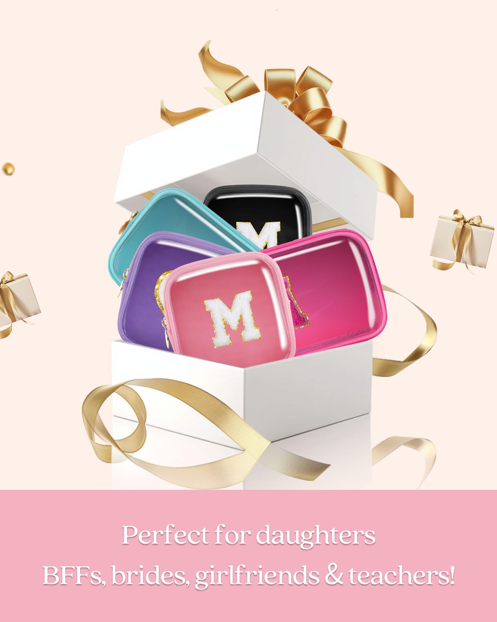 Pocmimut Bolsa de maquillaje, neceser de viaje personalizada, artículos de moda A-Z, regalo de cumpleaños para adolescentes y adolescentes, novia, profesora y madre, Pequeño-azul, S, A