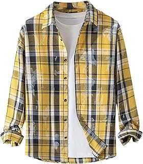 HolzfäLler Oberteil Herren Hemden Kariertes Hemd Freizeithemd Regular Fit Langarm Karohemd Casual Kariert Shirt Frühling Sommerjacke Langarmhemd leichte Bluse Streetwear