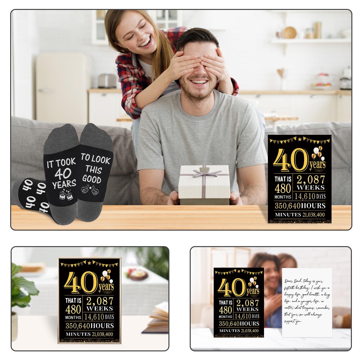 Juesly Birthday Gifts for Men with Mens Novelty Socks,Pop Up Birthday Card, Poster and Gift Box