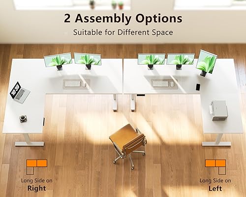 Miniatura 5 de Casaottima Escritorio eléctrico reversible en forma de L de 63 pulgadas, escritorio de pie de esquina ajustable en altura, mesa de elevación
