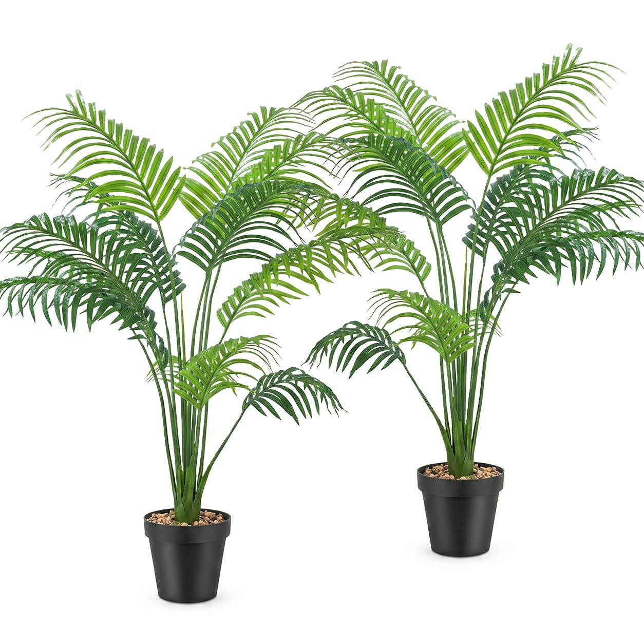 2 Pack Realistic Artificial Plants Outdoor/Indoor with Pot,Tall Fake Plants Room Decor,Large Faux Plants for Outdoors,Palm Trees for Garden Accessories,No Maintenance Required(Areca Palm)
