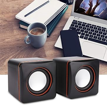 Computer Speakers Mini Cube USB Speaker Stereo 3.5mm Jack Wired Multimedia Speaker Computer Speaker For PC Monitor Desktop Laptop PC Computer Gaming Smartphones Tablets Projectors TVsDual Track