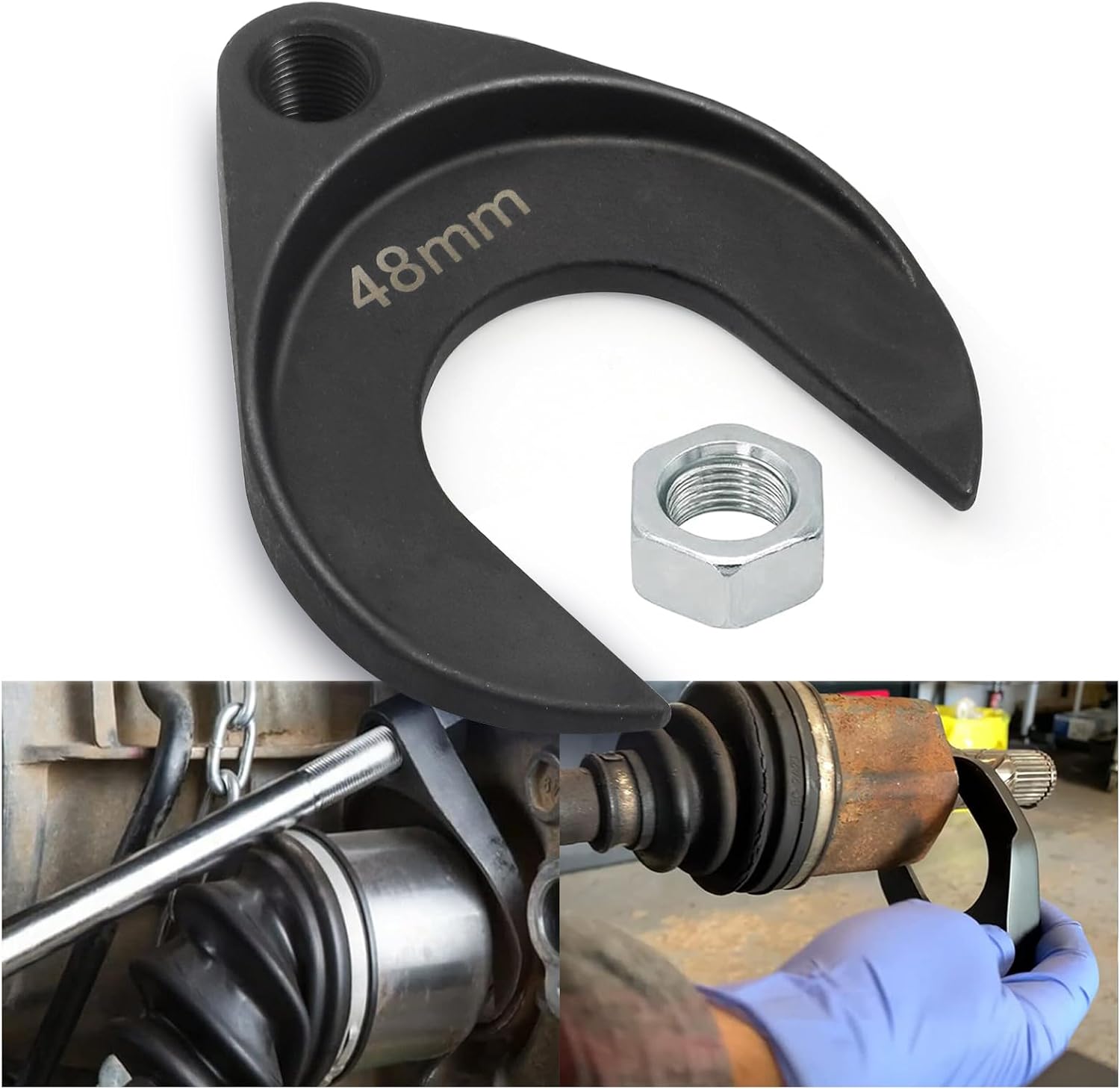 Efficient 1040 CV Joint Puller Adapter - 63mm Wide Opening, Carbon Steel Inner Axle Removal Tool, Front Wheel Drive Axle Pulley Attachment Adapter