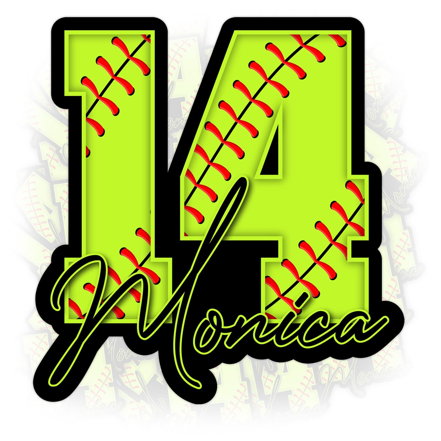 Custom Name and Number Softball Team Sticker Personalized Softball Letter Decal Name Number Softball Ver16 Waterproof Vinyl Sticker for Laptop Hard
