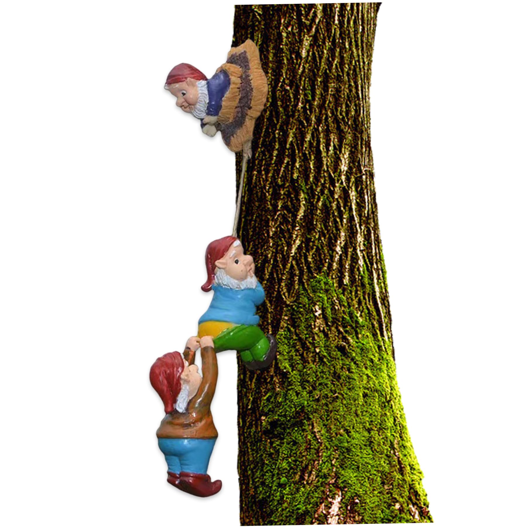 Garden Gnome, Tree Climbing Hugger Ornament Outdoor Sculpture for Fence Decor - Garden Tree Gnomes