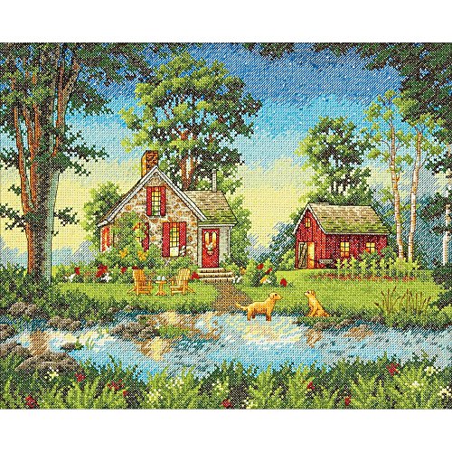 Dimensions Gold Collection Counted Cross Stitch Kit, 'Summer Cottage', 14 Count Ivory Aida Cloth, 14'' X 11'' #TOP2