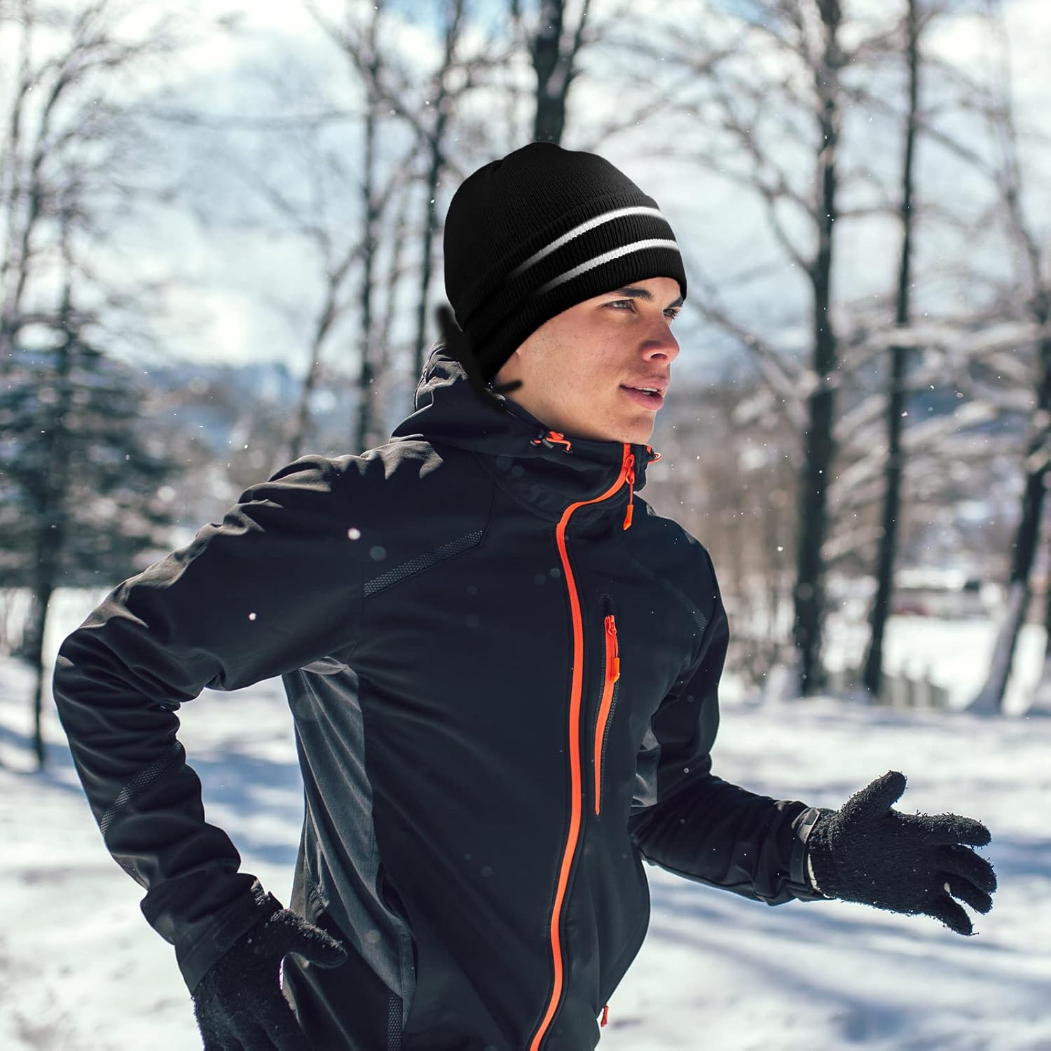 JenPen 3 Pcs Safety Beanie Reflective Hat Winter High Visibility Unisex Knit Beanie Hat Running Cap Headwear for Men Women - Image 5