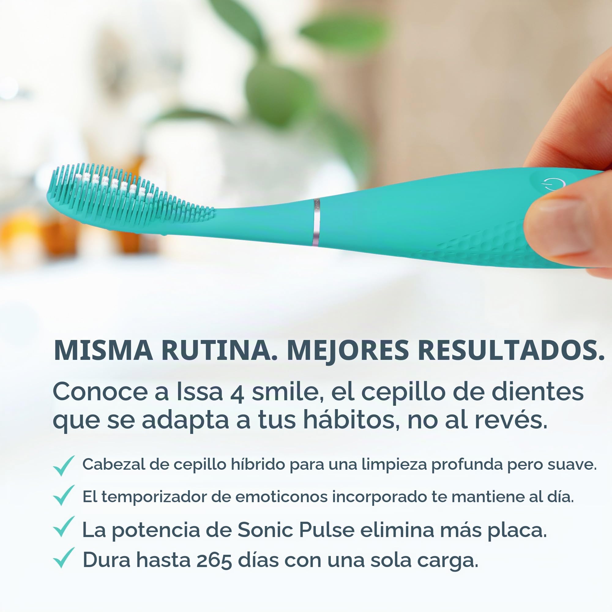 FOREO ISSA 4 Smile cepillo de dientes sónico compacto, portátil, con cabezal híbrido 4 en 1, silicona suave, limpieza dental, batería USB 265 días, recambio cada 6 meses