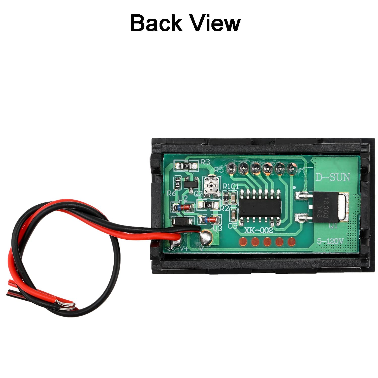 Greluma 2 PCS Pantalla de voltaje digital de 5 V-120 V DC, voltímetro LED de 2 cables de 0,56 ", medidor de voltaje (rojo)