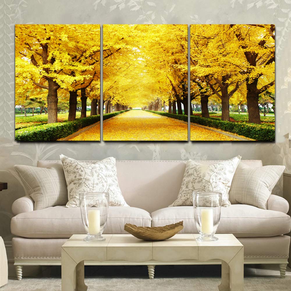 原画】黄金色（水彩画）☆秋 落葉 風景 絵画インテリア プレゼントに