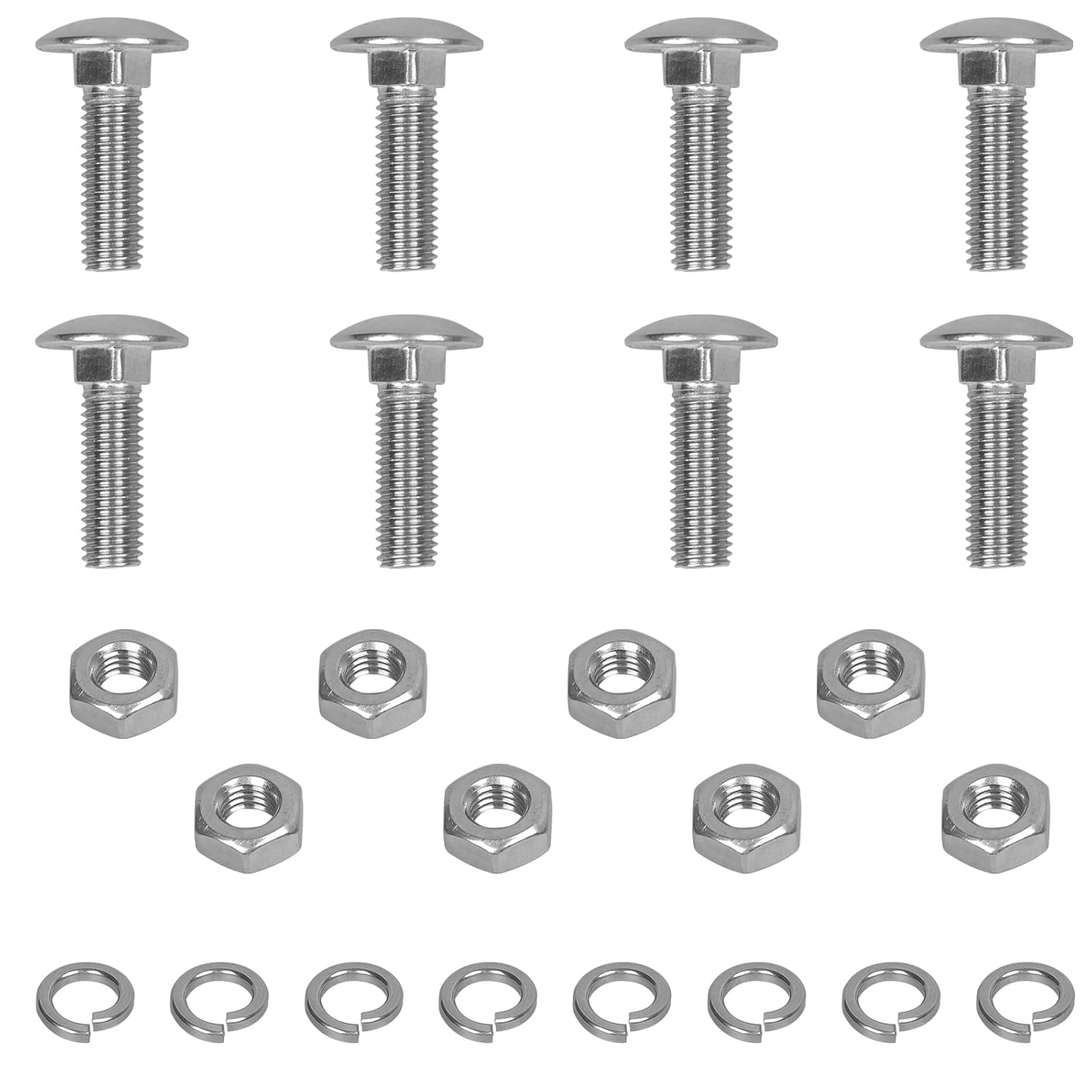 8 Set Stainless Steel Bumper Bolts Kit Compatible with Ford Bumper Bolts7/16″-14x1″-1/4″ Long, Carriage Bolts,Hex Nuts, and Lock Washers