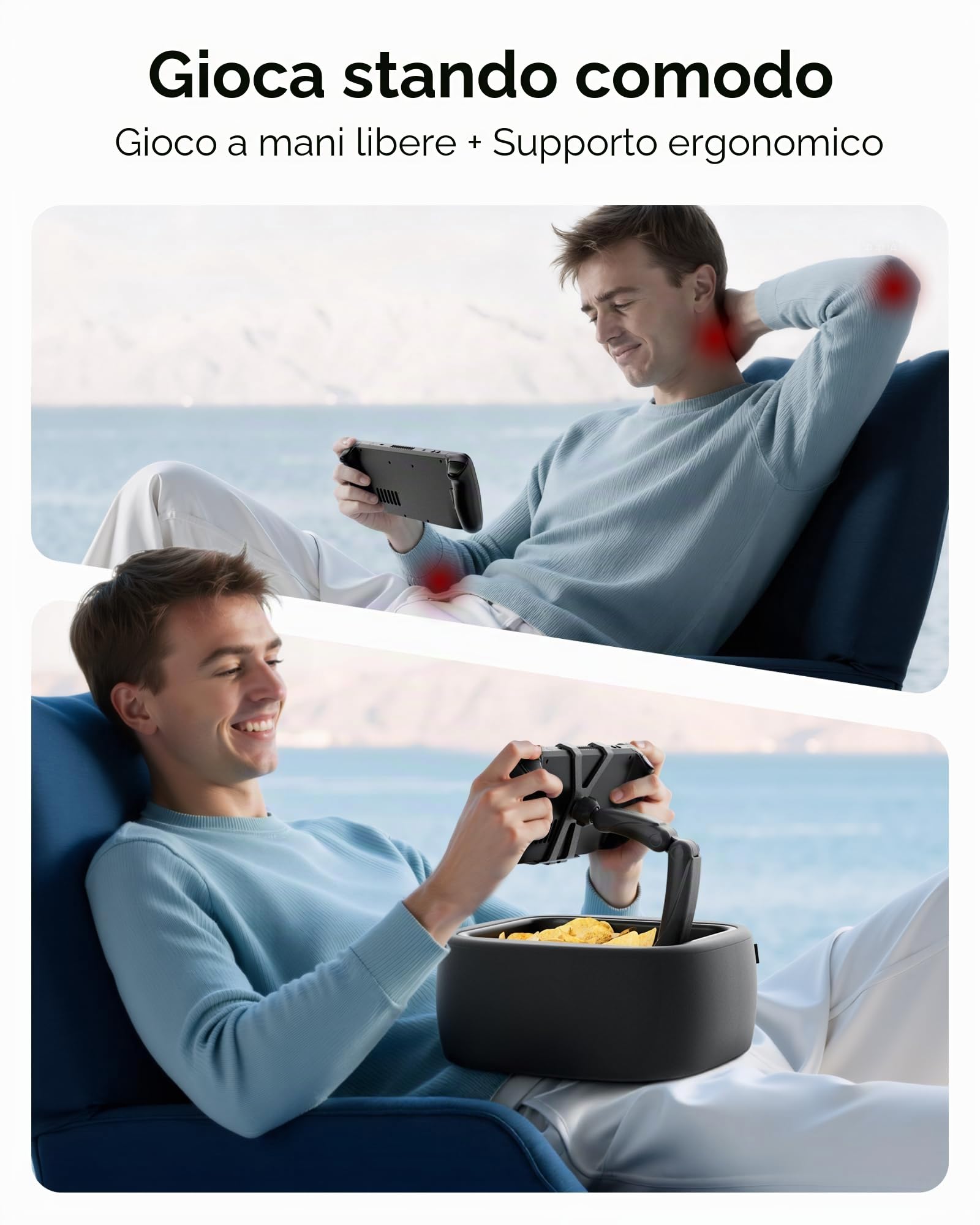 LULULOOK Supporto per cuscino da gioco per Steam Deck OLED & LCD e tablet da 4,7-14,6 pollici, Supporto cuscino per ginocchio per Kindle Zero Gravity,accessori per Steam Deck (lavabile in macchina)