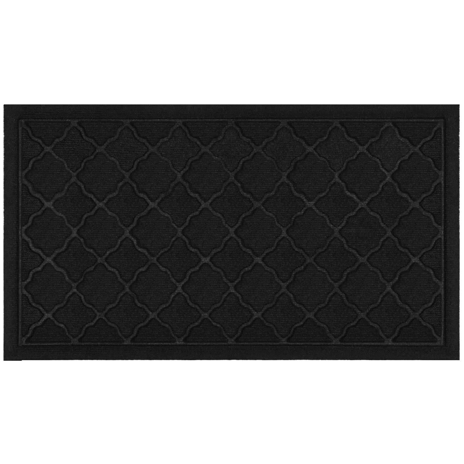 HIYARD Durable Front Door Mat, Absorbent Muddy Dirt Resist Welcome Door Mats Outdoor Indoor, Non-Slip Natural Rubber Backing Low Profile Doormat for Entryway, Patio, 30×17, Black