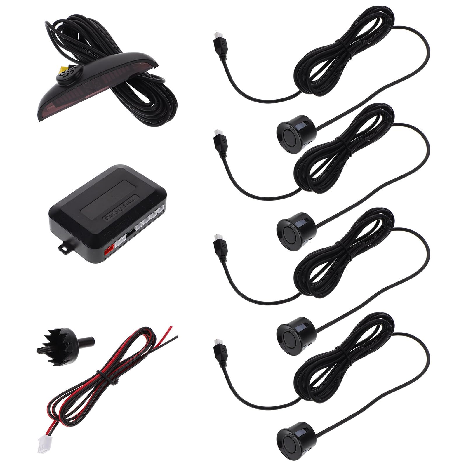 Kit Sensori Parcheggio Posteriori Auto Impianto Avviso Retromarcia Veicoli Comandi Vocali Chiari Rilevamento Preciso Ostacoli Installazione Rapida Vari Modelli Copertura Completa