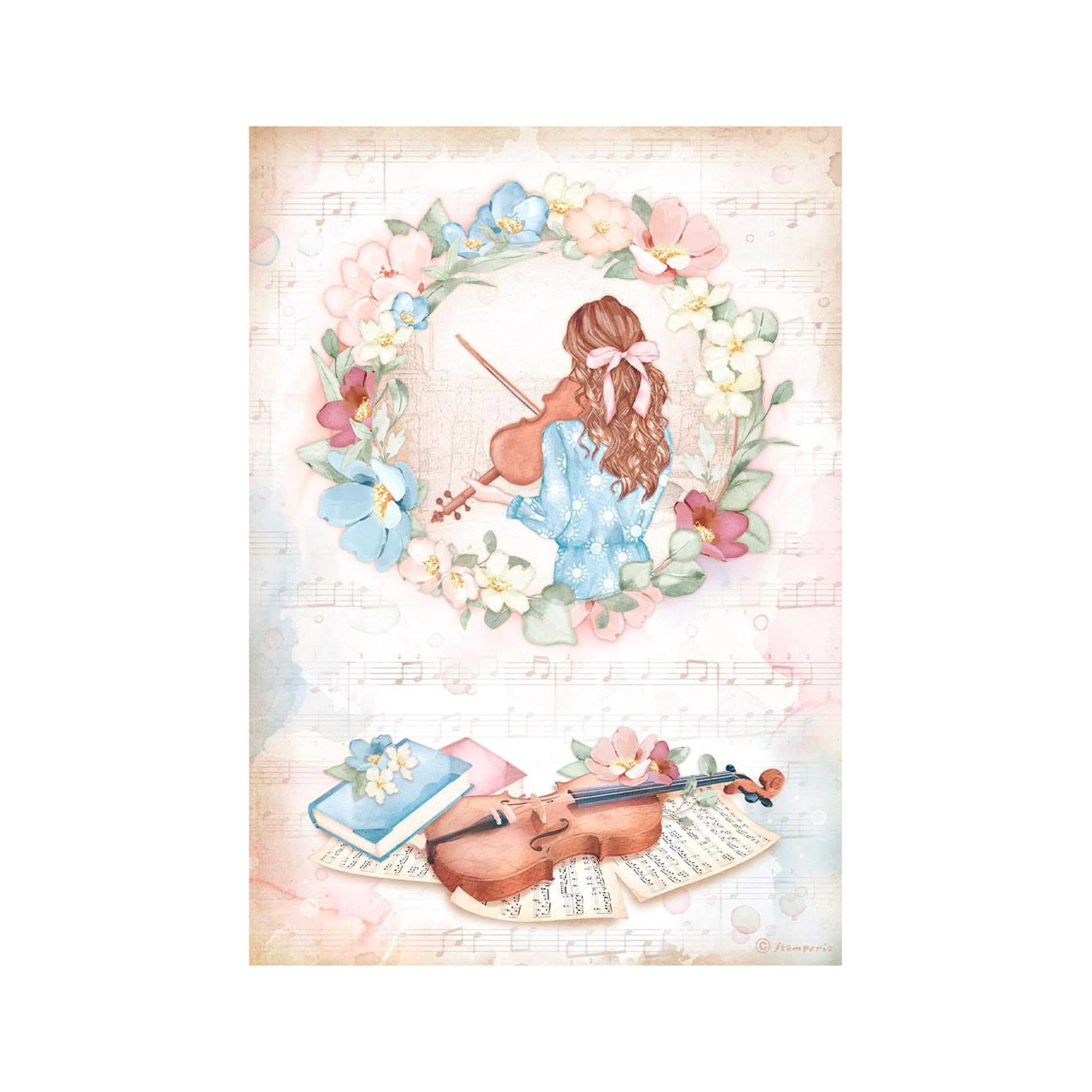 Stamperia A4 Rice Paper Create Happiness Oh Lá Violin, 0, One Size