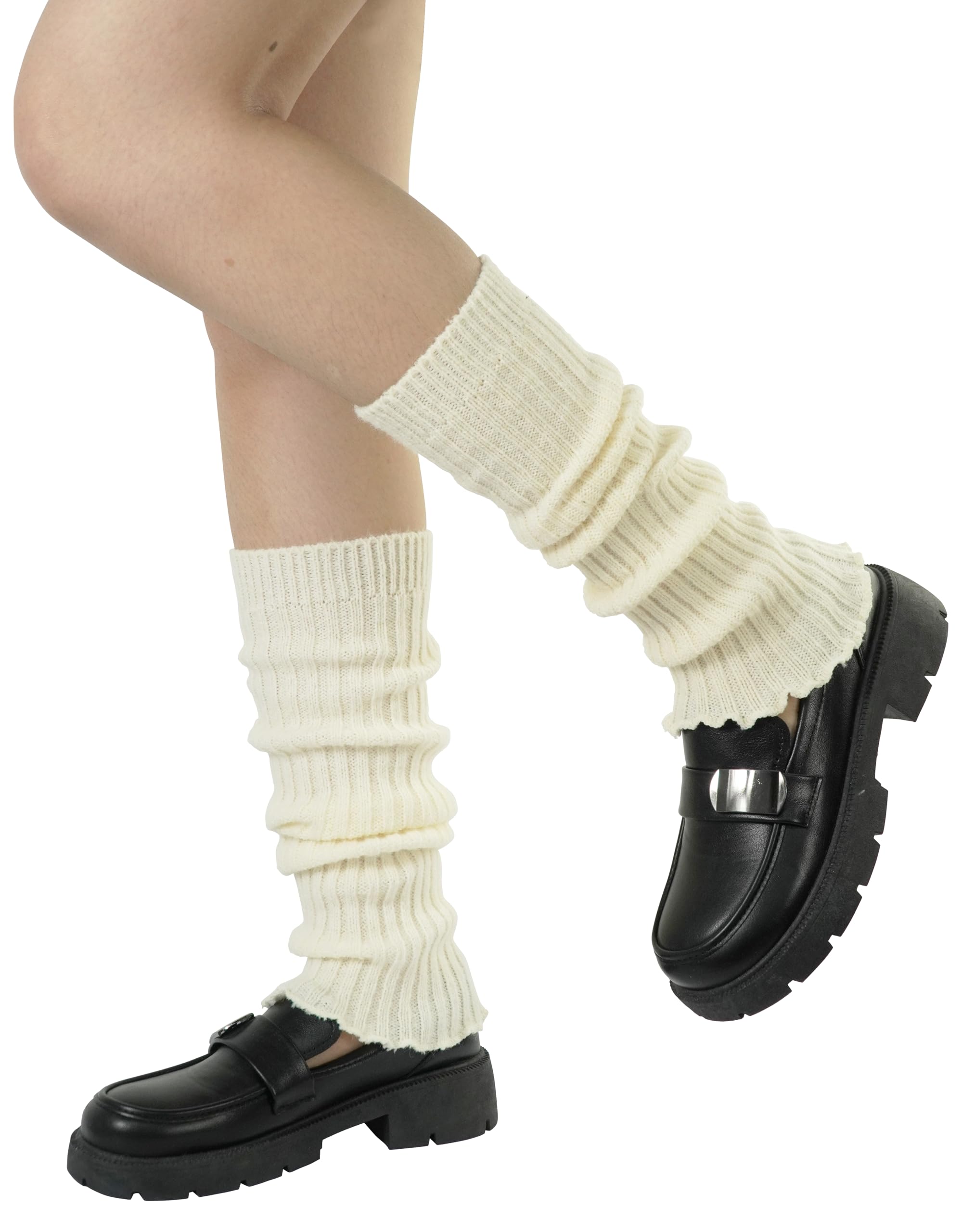 BomKinta Leg Warmers for Women - Soft Fashion Knit Calf Accessories Gifts - Cute 80s Ruffle Leg Sleeves