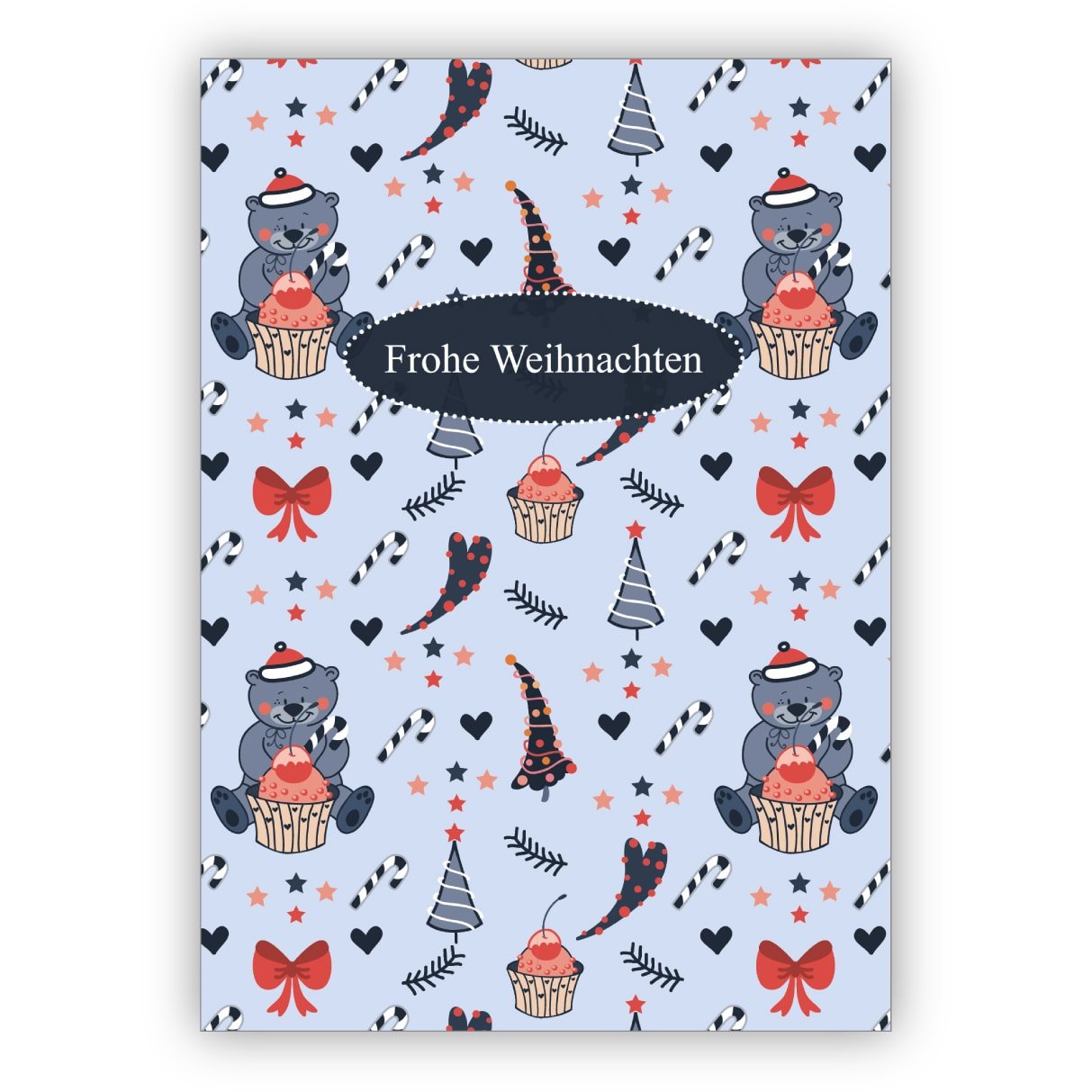 Im 16er Glückwunschkarten Set: Schöne Weihnachtskarte mit Weihnachts Teddy Bären: Fröhliche Weihnachten • Ihre individuelle Weihnachtspost mit Umschlag zu Neujahr, Silvester für Familie und Firma