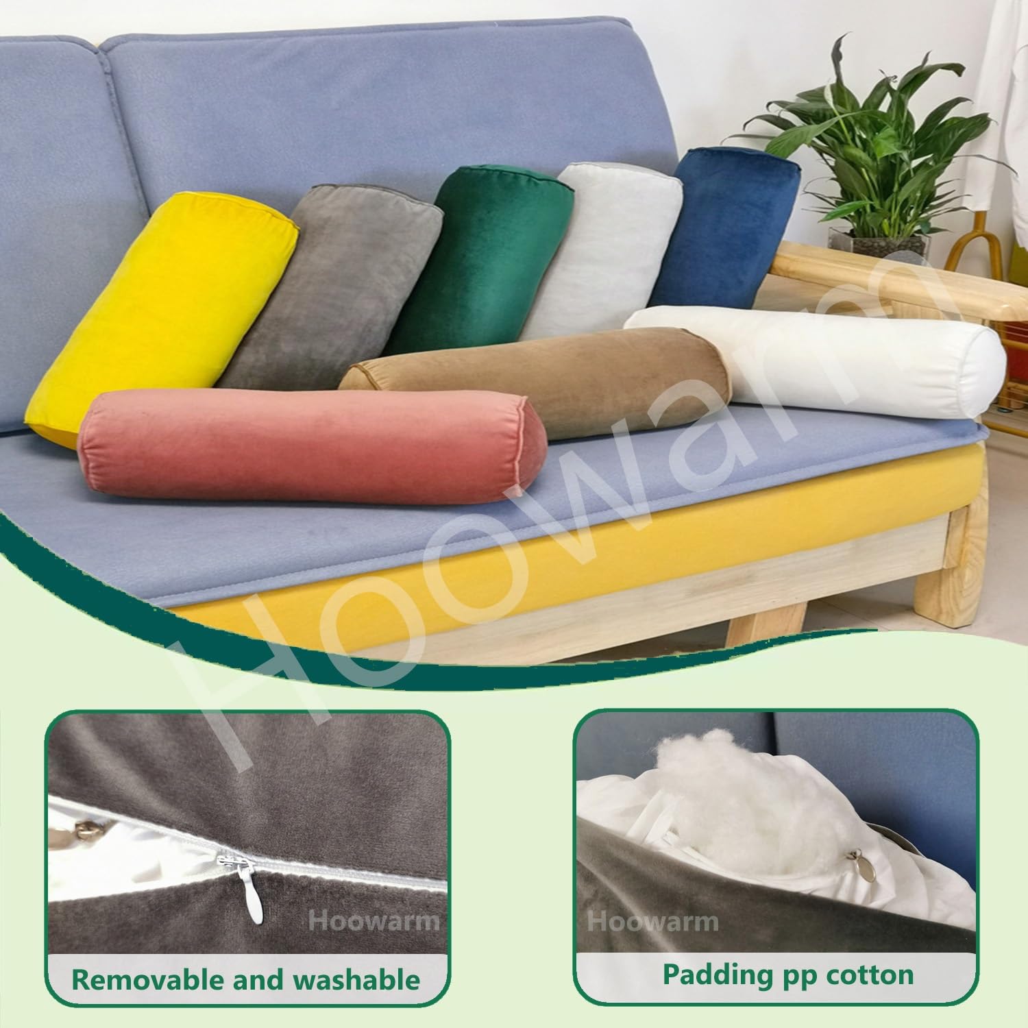Coussin Lombaire Cylindrique Ergonomique - Coussin de Soutien Doux 15x50cm pour le Cou, le Dos et les Jambes - Utilisation au Bureau, sur Canapé et au Lit - Tissu Technique Léger - 300g