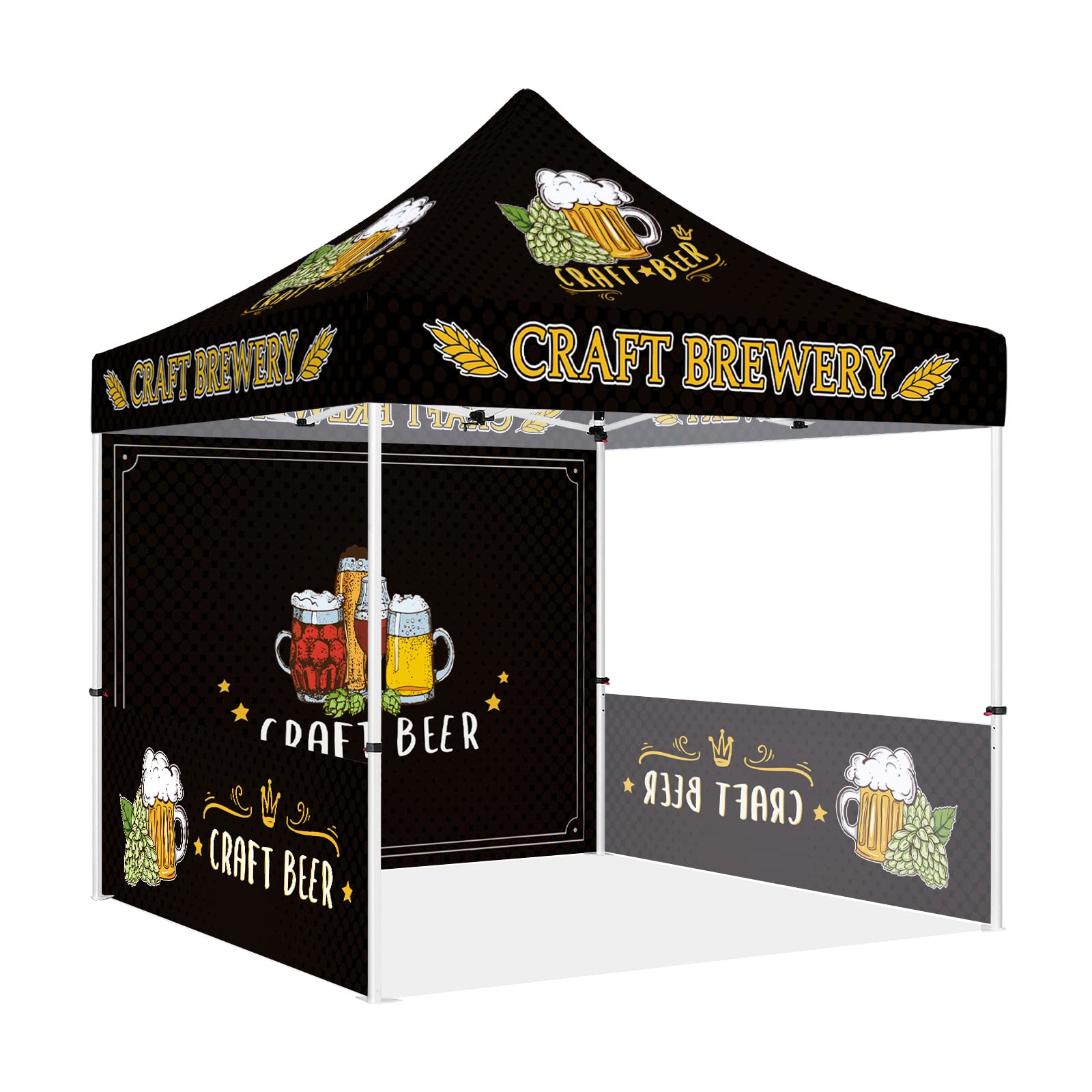 Craft Brewery Pop Up Canopy 10x10, ABLEM8CANOPY Business Tent for Craft Beer Artisans, Beer Festivals and Events Tasting/Advertising Tent with Roller Bag, Back Wall, Sidewalls and Rails : Toys & Games