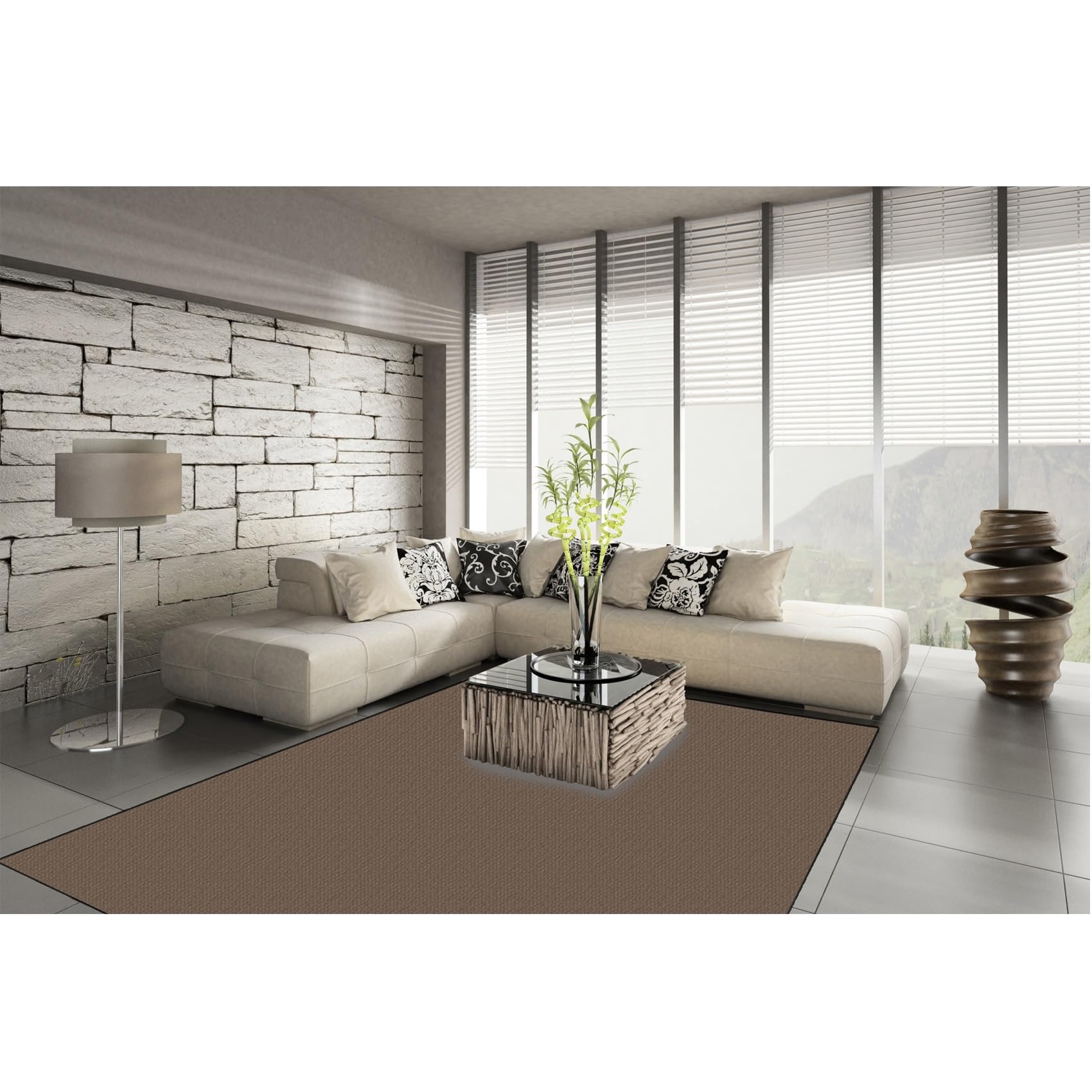Teppich Läufer läufer Flur 80 x 390 cm rutschfest Waschbar Vintage Modern Küchen Teppich Gummisohle Matten Für Drinnen und Draußen Eingang, Braun