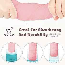 Ease Cubs Muslin Burp Cloths Large 100% Cotton Hand Washcloths for Boys & Girls, Baby Essentials Extra Absorbent and Soft Burping Rags for Newborn Registry (Pink, 12-Pack, 20 X10)