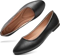 Hashbubbie Women's Ballet Flats: Comfortable PU Leather Slip-On Dress Shoes, Classic Round Toe for Daily Wear
