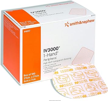 IV 3000 1 -Hand 2 3 / 8 "x 2 3 / 4" تضميد لاصق شفاف [4007] 100 عصام
