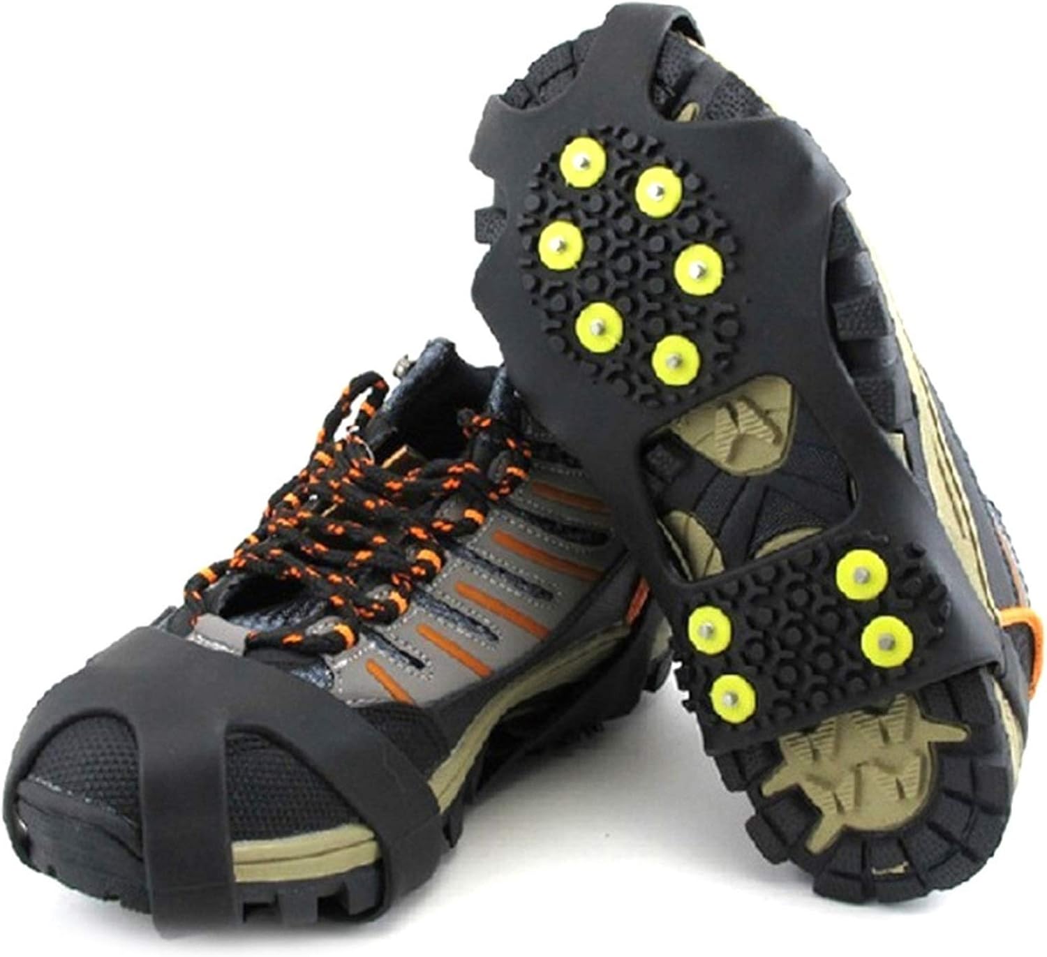 Ice Snow Grips 1 Pair Sale 10 Studs Anti-Skid Snow Ice Climbing Shoe Spikes Grips Crampons Cleats Overshoes Anti-Skid Shoe Spikes Ice Grips for Shoes