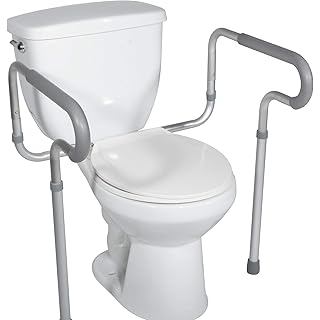 HEALTHLINE Toilet Safety Frame, Bathroom Safety Rail with Toilet Seat Assist Handrail Grab Bar, Medical Supply for Elderly, Adjustable Legs and Arm