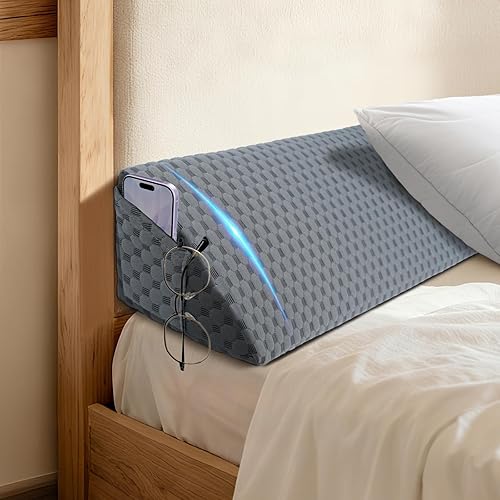 Miniatura 8 de Almohada de cuña de cama tamaño Queen (60 x 6 x 8 pulgadas) para relleno de huecos de colchón de cabecero (0-6 pulgadas) para dormir en dormitorio