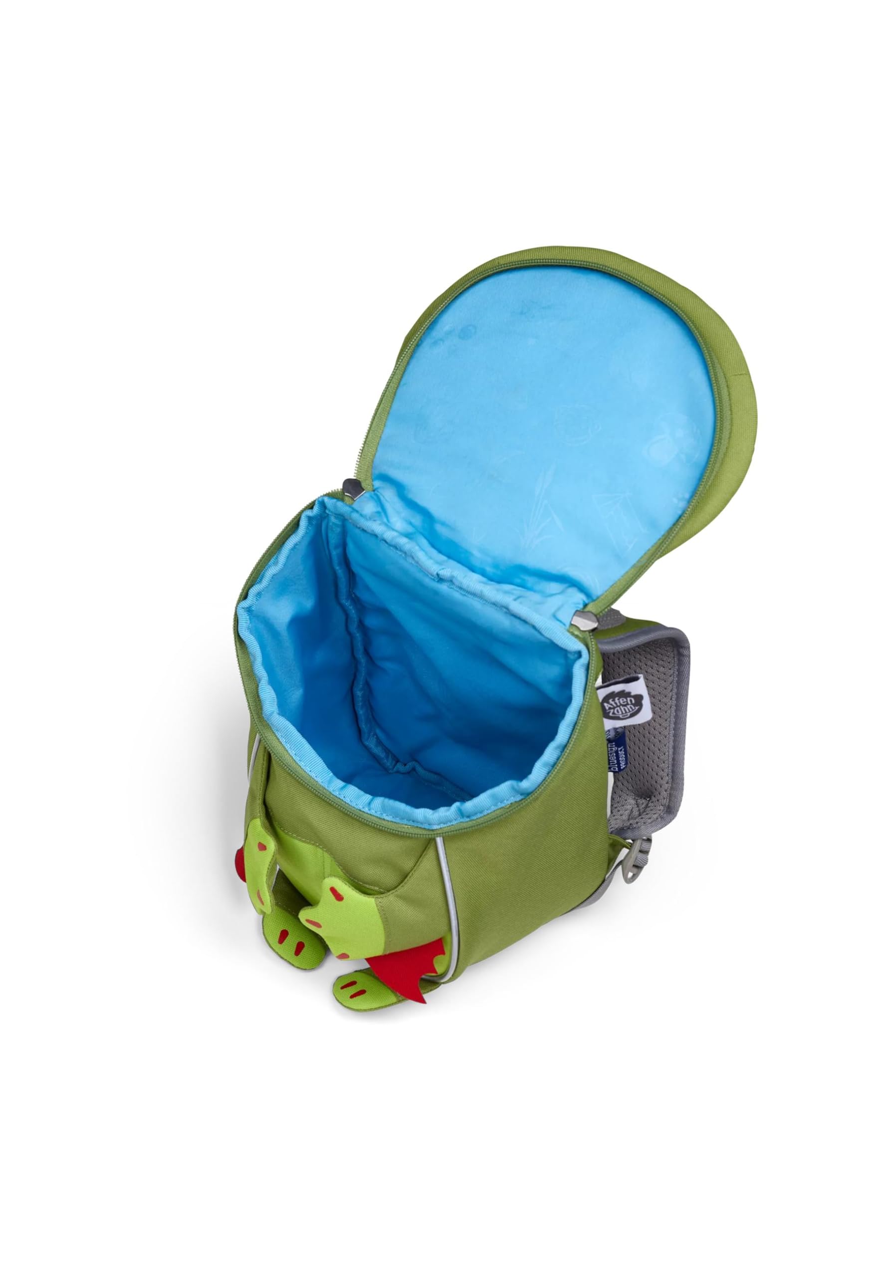 Affenzahn Kinderrucksack Kleiner Freund Drache - Grün | Ergonomischer Kindergarten-Rucksack für Kinder von 1 bis 3 Jahren mit Reflektoren, Ziehzunge und Namensschild