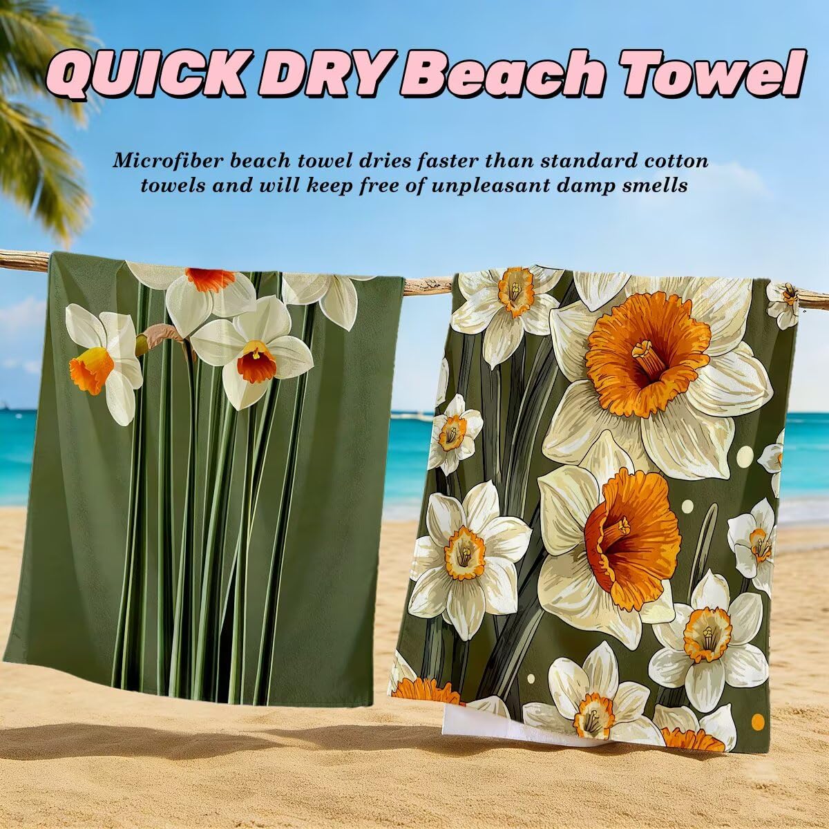 Toalla Playa 90x180 cm, Toalla Gimnasio Microfibra Secado Rapido, Juego de 2 Antiarena Toallas de Playa, Ligera Compacta Toallas Microfibra Grande para Viaje, Regalo Mujer Hombre (Verde salvia) -5087