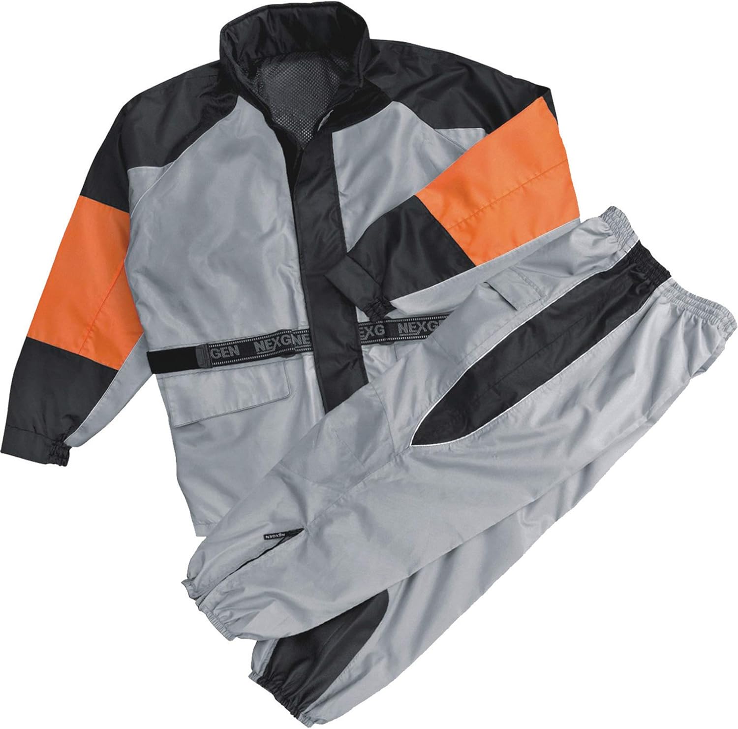 Milwaukee Leather Men's Silver & Orange Rain Suit Water Resitant w/Reflective Piping SH2217