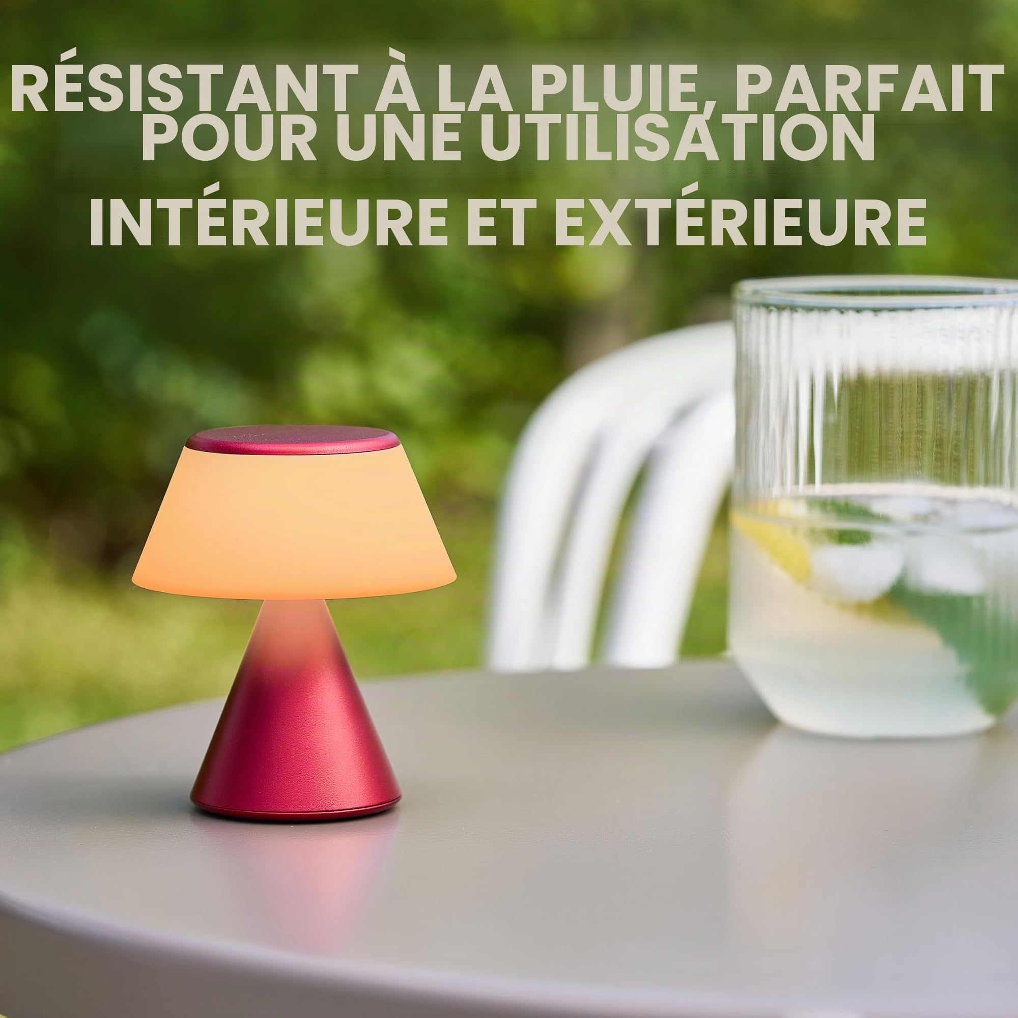 Lexon Lampe de chevet tactile LUMA S, veilleuse sans fil avec variateur d'intensité et synchronisation multi lampes, 9 couleurs LED, Rechargeable, Aluminium - Vert Sombre
