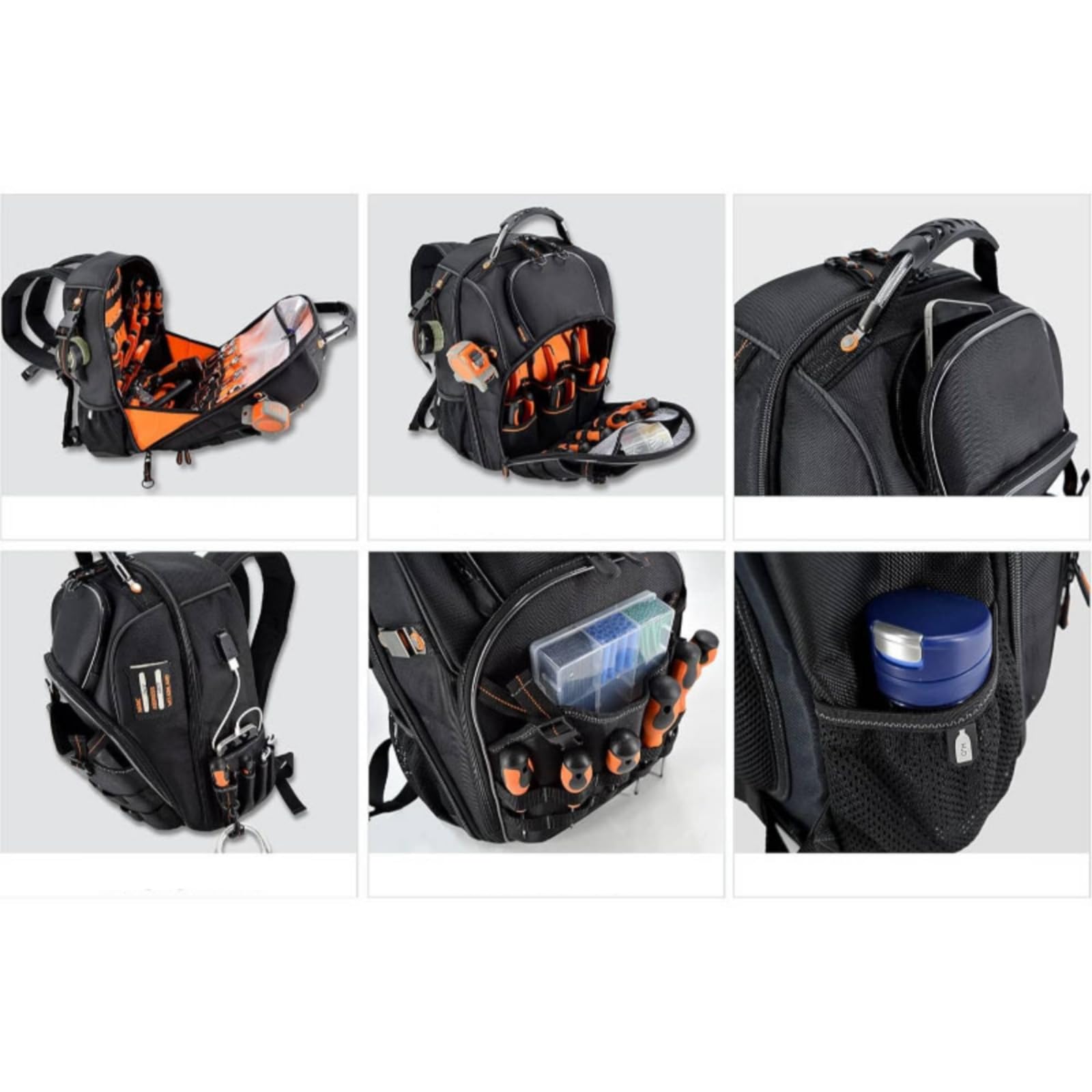 Sac à Dos Chantier Grand Volume | Multi-Poches, Sac à Dos Porte-Outils, Multipoches, pour Travaux Extérieurs, Professionnels du Bâtiment
