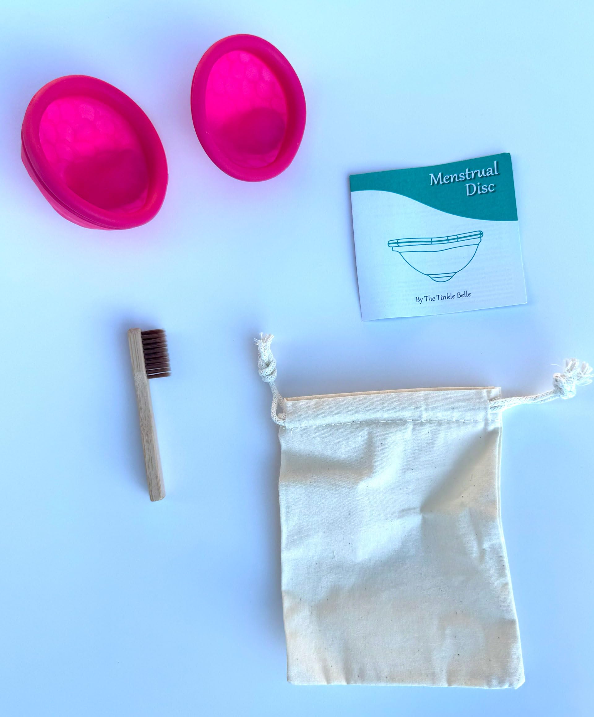 Tinkle Belle Reusable Menstrual Disc| Tampon, Pad, and Cup Alternative | Up to 12 Hour use | Comfortable | Includes Carrying Pouch and Cleaning Brush