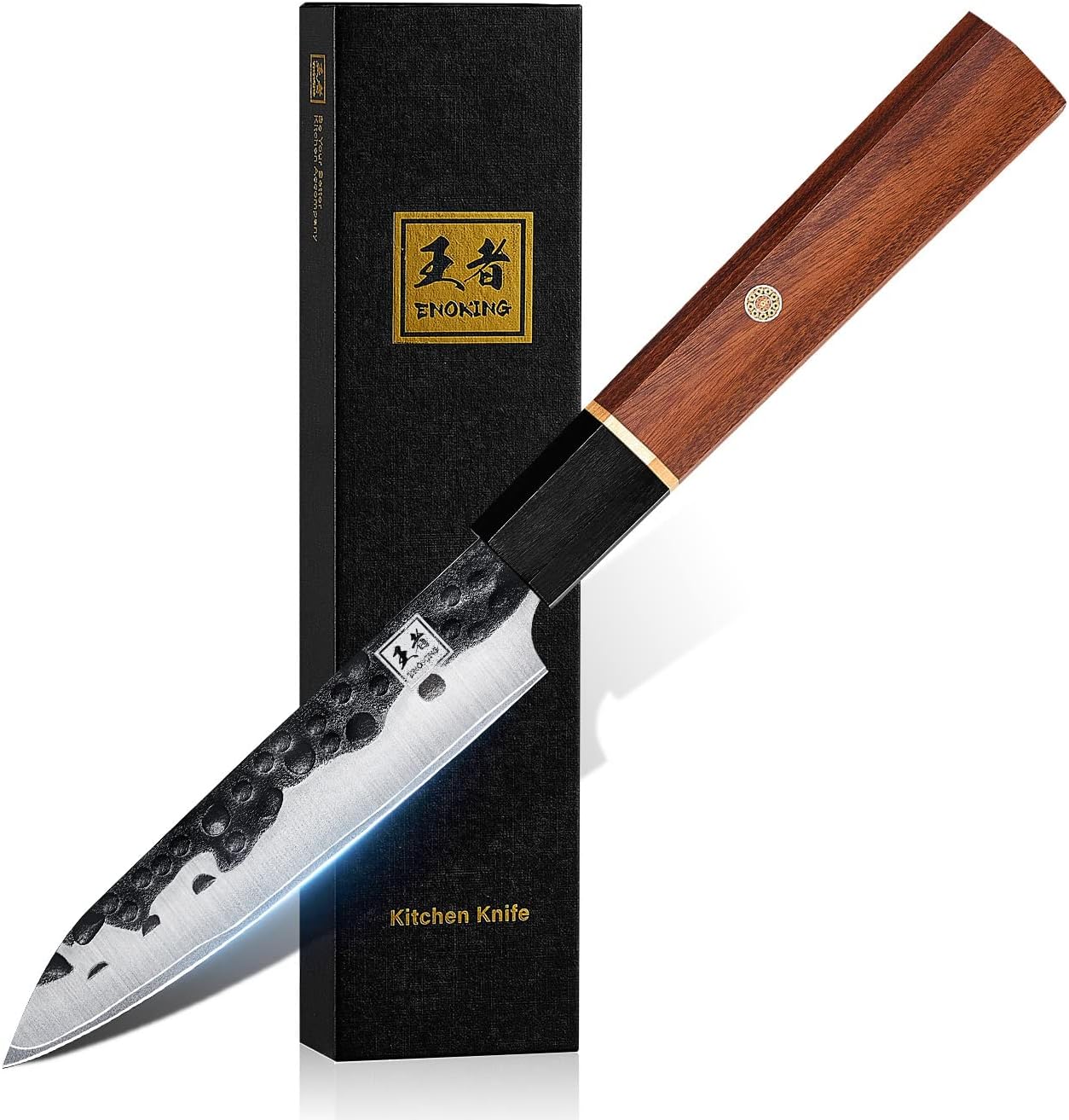 ENOKING Small Kitchen Knife 4.5inch, Hand 5 Layer 9CR18MOV Clad