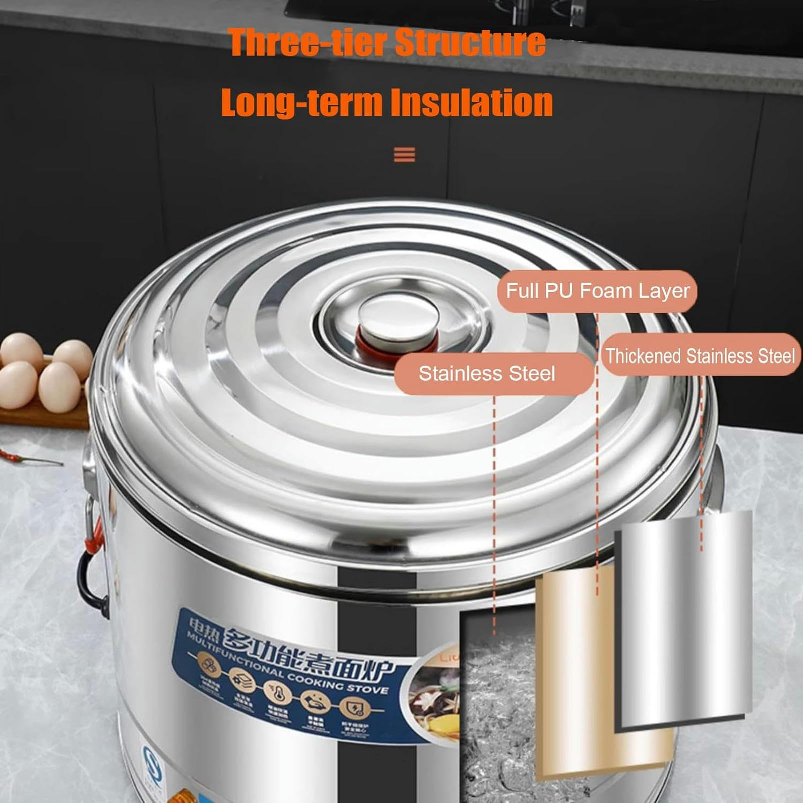 Cuiseur à pâtes commercial, cuiseur à nouilles électrique 3800 W à économie d'énergie, chauffage rapide par le bas avec 4 paniers pour restaurant, cuisson de boulettes de légumes 0-200 ℃ températ
