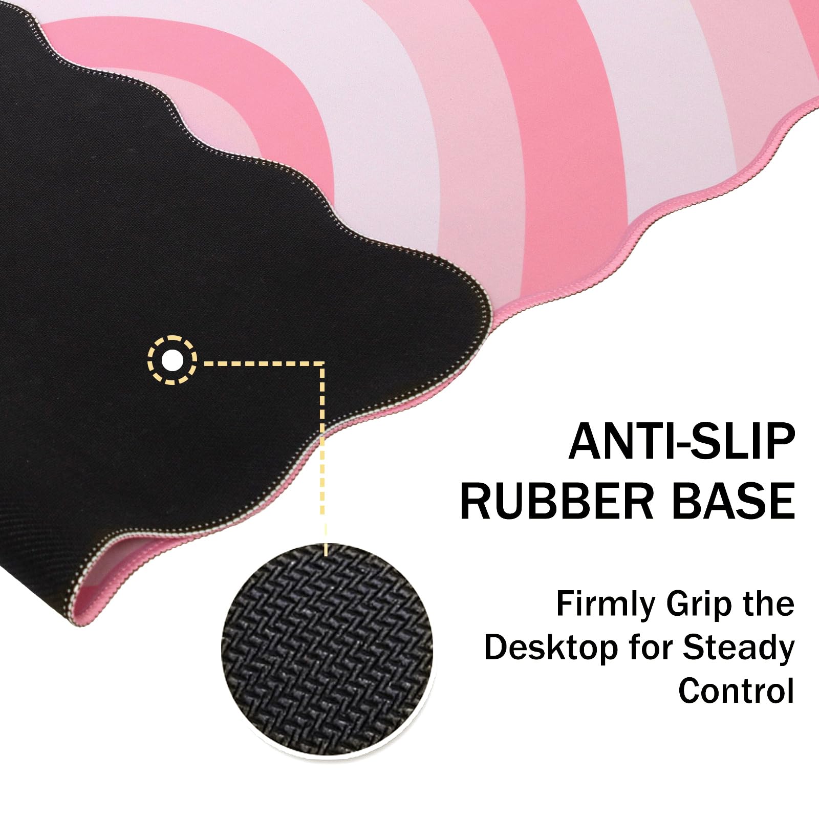 L-SPOUTTO Alfombrilla de mouse rosa, bonita alfombrilla de escritorio XXL con diseño de ondas grandes, alfombrilla de mouse para juegos, 35.4 x 15.7 pulgadas, base de goma antideslizante, alfombrilla