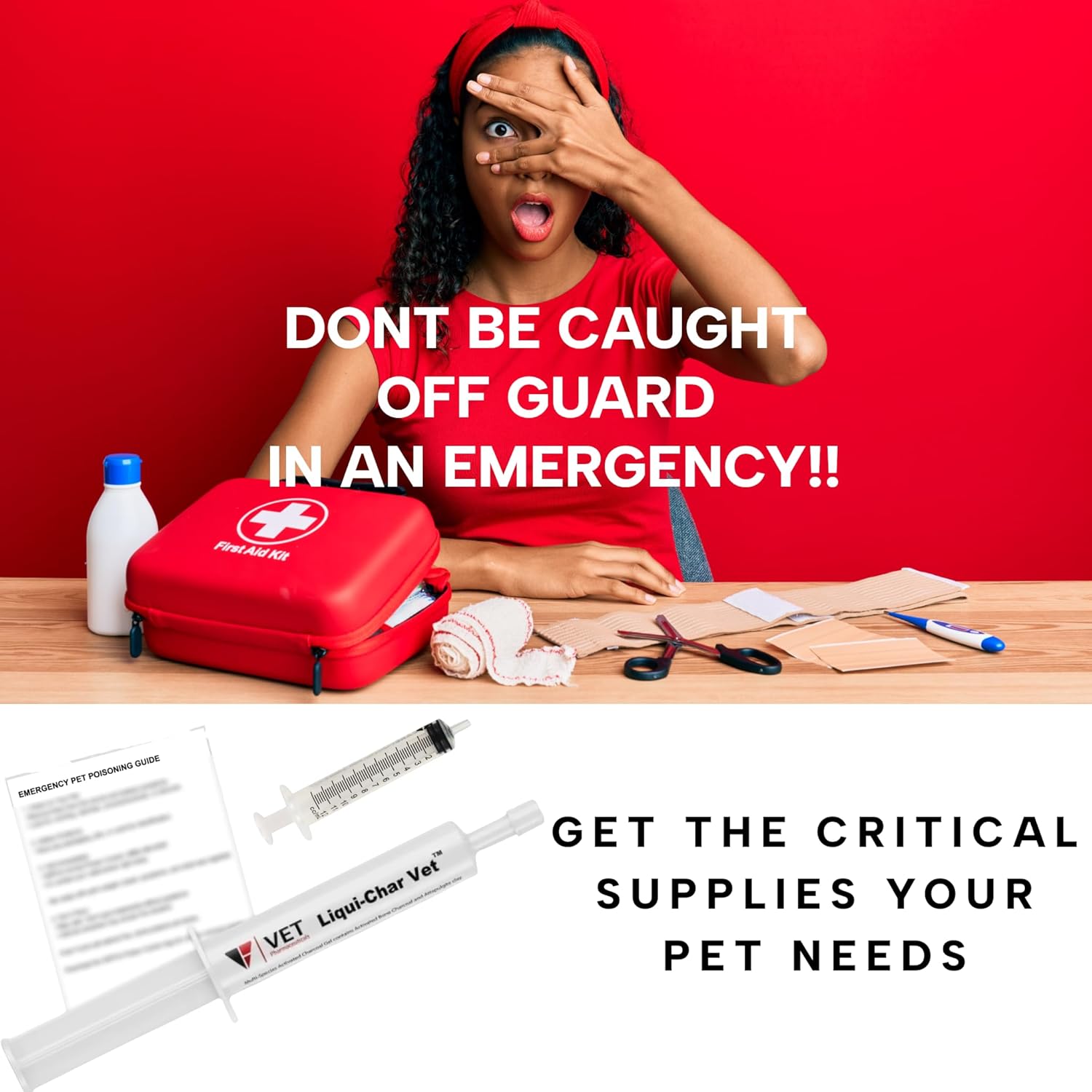 LBH MARKET Liqui-Char Vet Emergency Kit, Activated Charcoal Gel for Dogs, Cats, Goats 80mL Dial-a-Dose Syringe, Emergency First Aid Card, and 12 Ml Fluid Delivery Syringe, Pet Toxin Treatment
