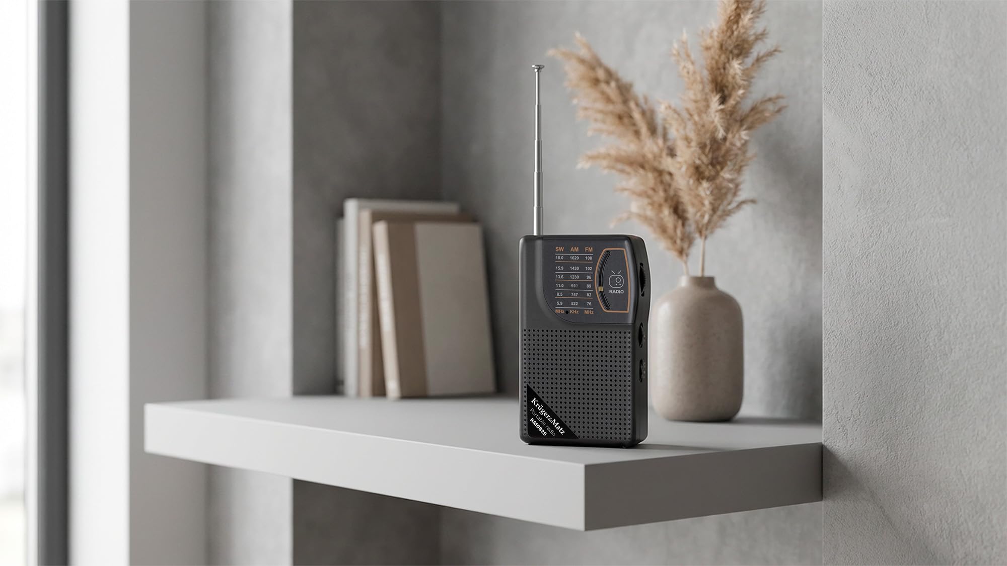 Krüger&Matz Radio Przenośne Analogowe Moc 3W AM/FM/SW Akumulator 500mAh Antena Teleskopowa Jack 3,5 KM0829