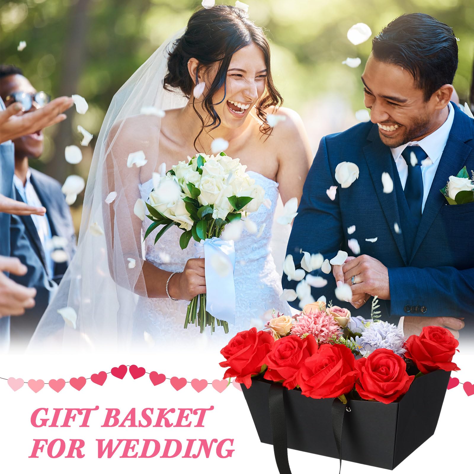 Glenmal 72 cesti regalo con manici, in carta kraft, vuoti, 24 x 16,5 x 10,9 cm, per confezioni regalo, matrimoni, feste, Natale, San Valentino (nero)