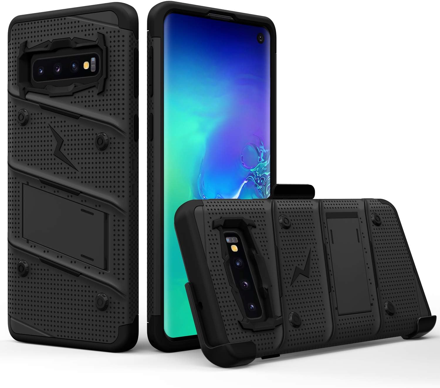Bеѕt Prоmо ZIZO Bolt Series for Galaxy S10 Case with Kickstand Holster Lanyard - Black