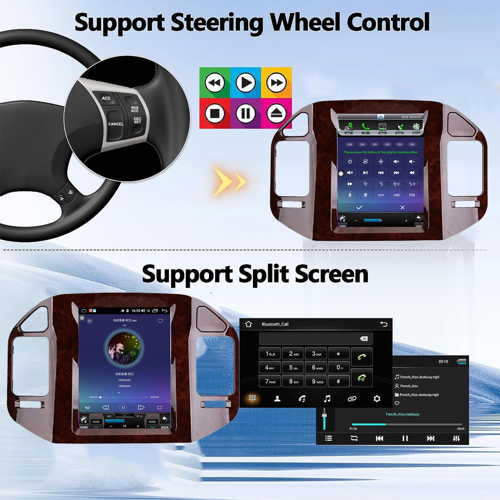 RUCERU Autoradio per Mitsubishi Pajero V60 V68 V73 2004-2011 con 4G WiFi+ Bluetooth+RDS/FM+GPS, 9.7 Pollici Screen Lettore Multimediale con Carplay Android Auto SWC Telecamera(TS150 4-Core 2G+32G B