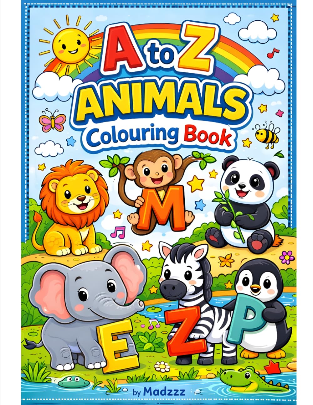 A to Z Animal Coloring Book for Kids Ages 3–6: Fun and Easy Animal Coloring Pages for Toddlers and Preschoolers | Cute Animals Activity Book for Boys and Girls
