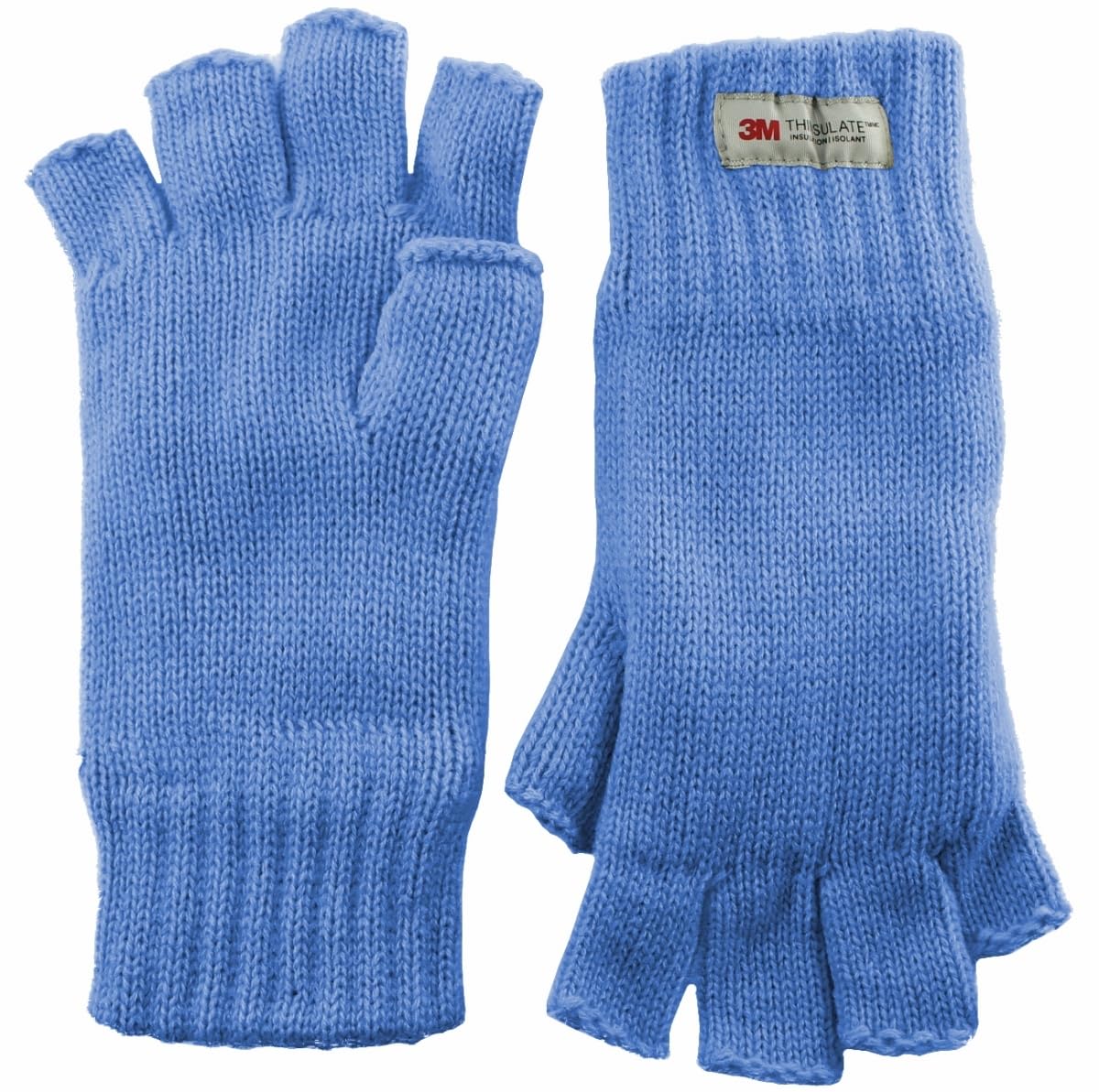 SSP Hats Ladies Fingerless Knitted Gloves with Genuine 3M™ Thinsulate™ Lining - Light Blue, One Size